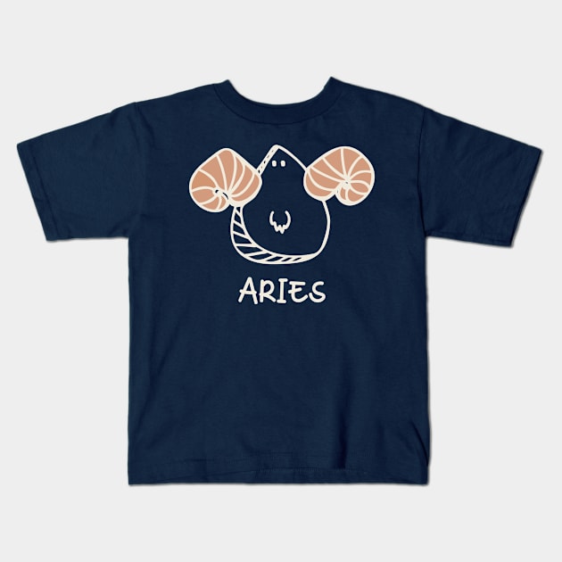 Aries Zodiac Doodle Kids T-Shirt by Whimsical Frank